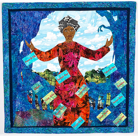 Peggie Hartwell’s “Lucy Terry Prince: The Griot's Voice” (2012) is among the story quilts on display in the Bruce Museum’s “And Still We Rise: Race, Culture and Visual Conversations.”