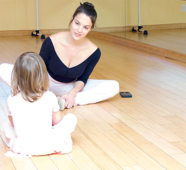 Brittany Bochow Brandwein with her pre-ballet class at Excel in Larchmont. Photograph by Colleen Wilson.