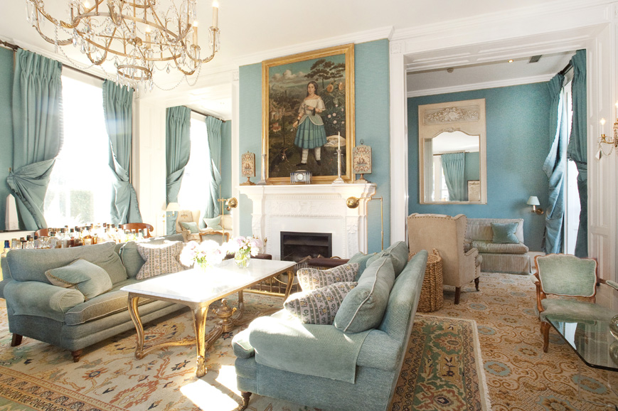 The Drawing Room at the Summer Lodge Country House Hotel and Spa, Dorset. Courtesy Red Carnation Hotels.