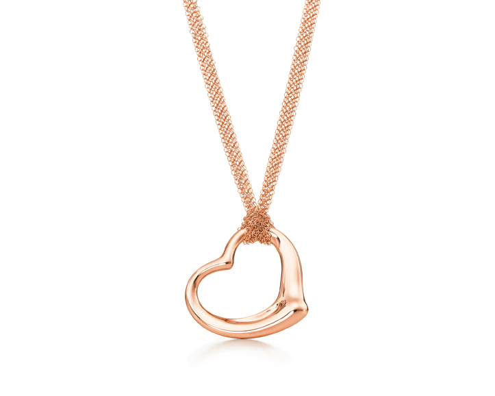 Open heart mesh necklace in 18-karat rose gold, $4,500. Photograph courtesy of Tiffany & Co.