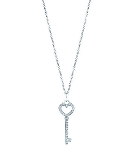 Heart key pendant with diamonds in platinum, $8,500. Photograph courtesy Tiffany & Co.