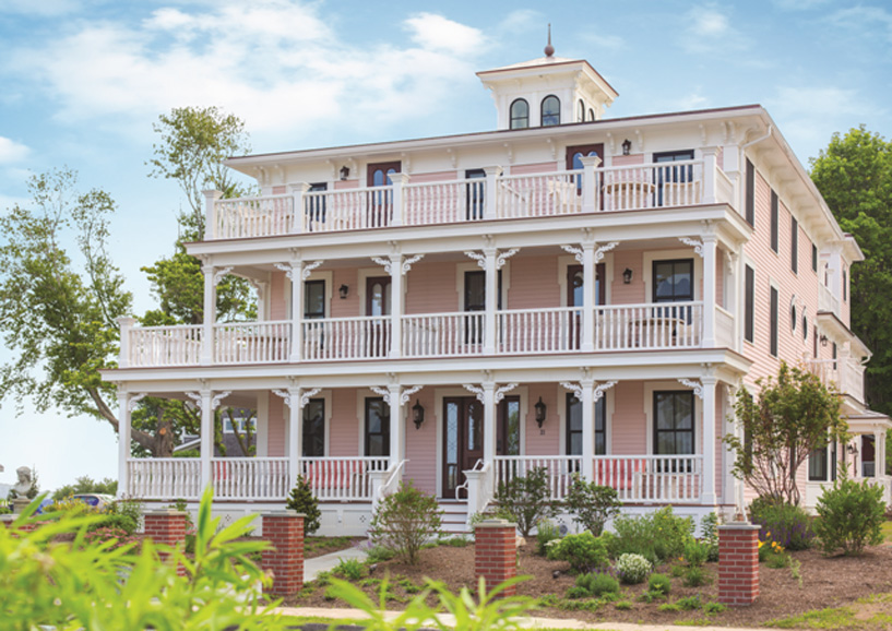 The multitiered, Italianate Three Stories guesthouse highlights the Saybrook Point Inn  & Spa’s historical roots with a collection of rooms dedicated to the area’s notable figures. Photographs courtesy Saybrook Point Inn & Spa.