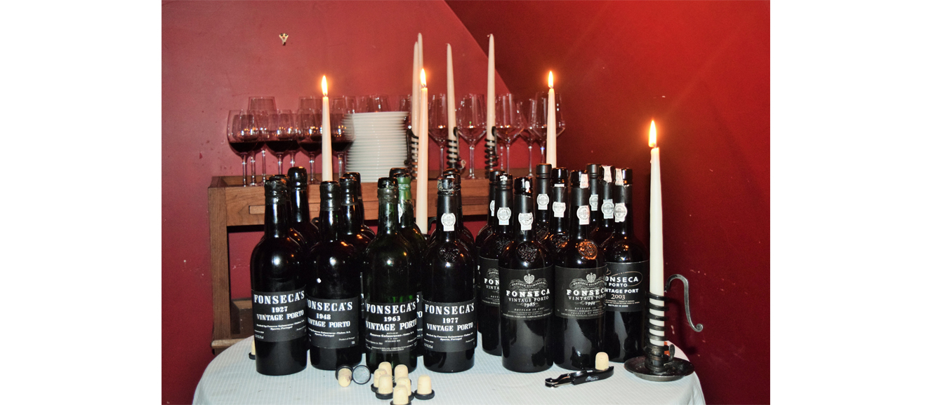A collection of Fonseca's Vintage Ports wine. Photograph by Doug Paulding.
