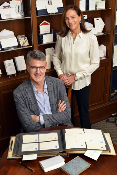 Dempsey & Carroll creative director Leo Mascotte, left, and CEO Lauren Marrus in the stationery company’s Upper East Side flagship. Photograph by Bob Rozycki.