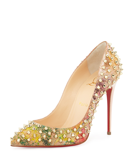  [1] Follies Spiked Cork Red Sole Pump, Multicolor ($1,295).