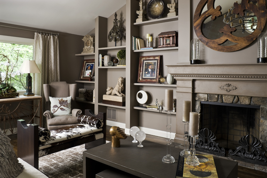 The Hubermans' living room includes accents from around the world. Photograph by Bruce Buck.
