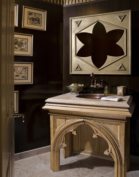 A powder room in the Hubermans' Pound Ridge home. Photograph by Bruce Buck.
