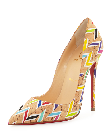 [4] So Kate Chevron Cork Red Sole Pump, Multi ($695).