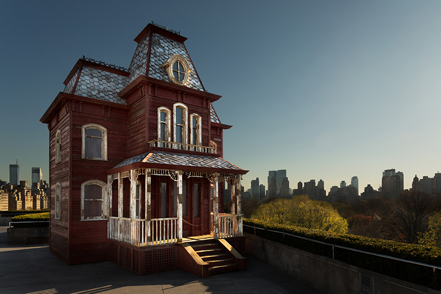 Installation view of “The Roof Garden Commission: Cornelia Parker, Transitional Object (PsychoBarn”) at The Metropolitan Museum of Art, 2016. Photographby Hyla Skopitz, The Photograph Studio, The Metropolitan Museum of Art. Copyright 2016.