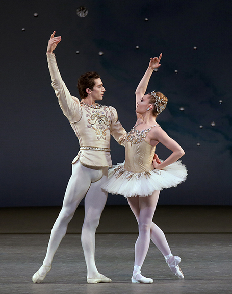 Zachary Catzaro and Sara Mearns in “Diamonds” from the New York City Ballet’s “Jewels.”