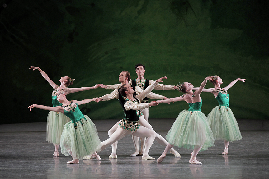 The ensemble in “Emeralds” from the New York City Ballet’s “Jewels.”