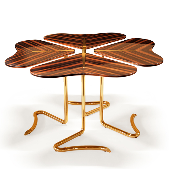 (4) “Four… For Luck” center table in ebony, ($4,218).  Photograph courtesy INSIDHERLAND.