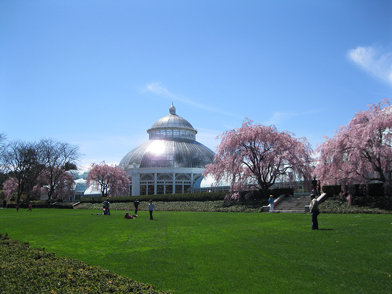 The Enid A. Haupt Conservatory at the New York Botanical Garden in spring.