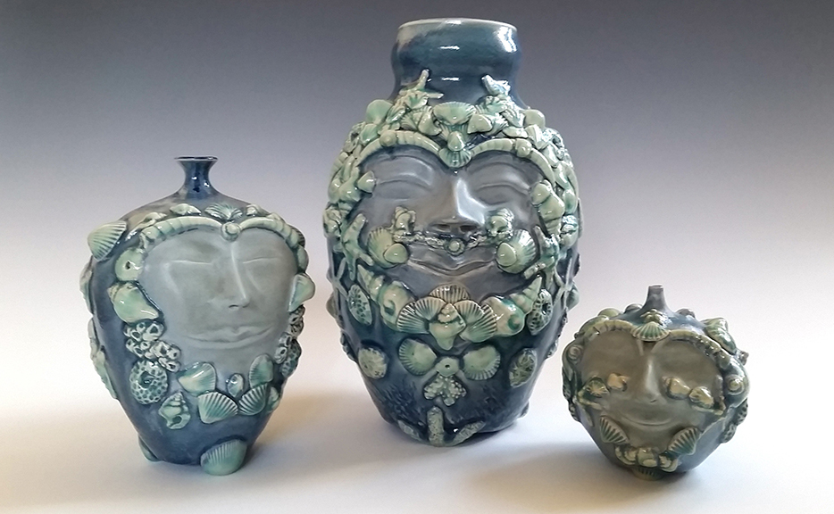 A selection of pottery by Jon Puzzuoli. Photograph courtesy Silvermine Arts Center.