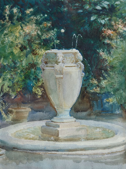 John Singer Sargent, “Vase Fountain, Pocantico” (1917), watercolor. 