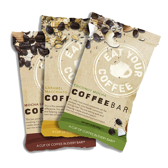 New Grounds Food’s Eat Your Coffee CoffeeBar comes in three flavors. Photograph courtesy New Grounds Food.