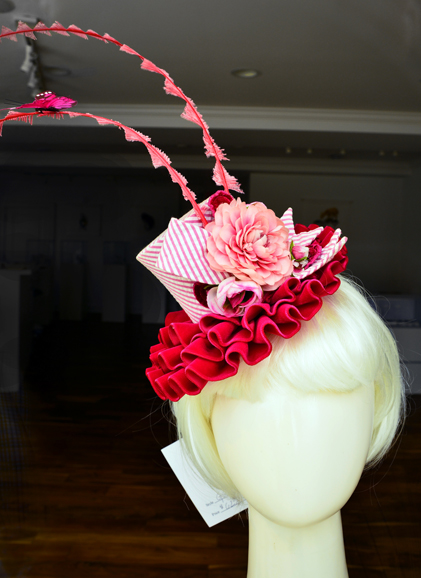 A hat created by Cigmond Meachen is displayed at Open Concept gallery in Cold Spring. Photograph by Bob Rozycki.