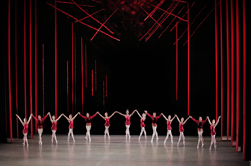 The ensemble in “Rubies” from the New York City Ballet’s “Jewels.” 