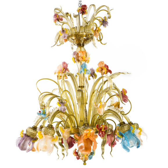 (5) Striulli Vetri d’Arte Iris Murano Glass Chandelier ($10,900). Photograph courtesy Artemest.