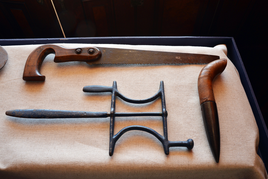 Historic garden tools are also on display at the Lockwood-Mathews Mansion Museum. Photograph by Bob Rozycki.