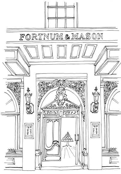 Fortnum & Mason
Illustration by Claire Rollet.
© 2015 James Sherwood. Courtesy Thames & Hudson.