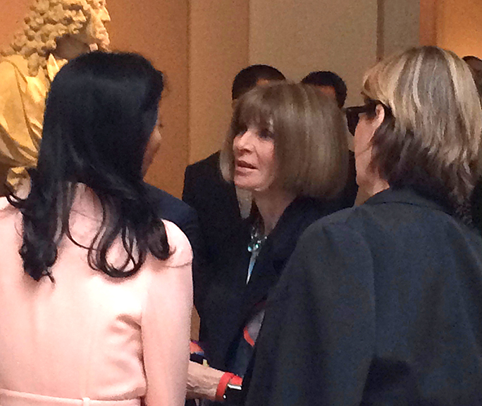 Anna Wintour, editor-in-chief of American Vogue and a trustee of The Metropolitan Museum of Art, was on hand for Monday’s press preview of “Manus x Machina: Fashion in an Age of Technology” at the museum. Photograph by Mary Shustack.