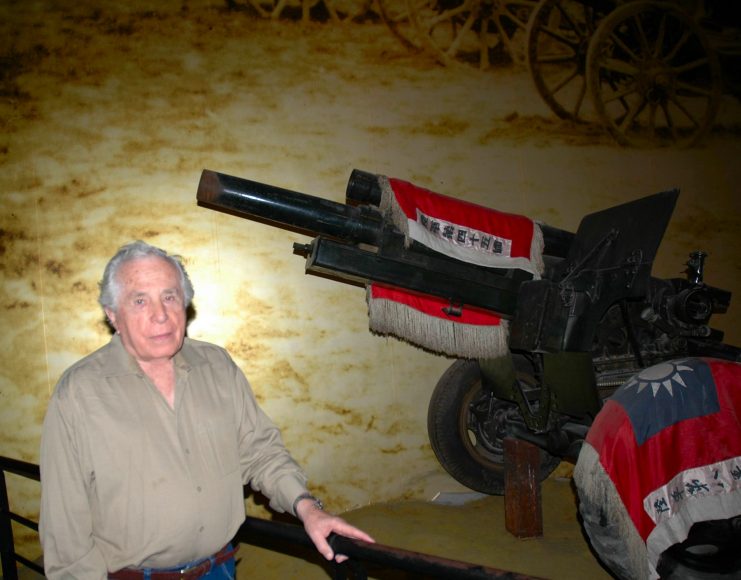 Top on his 90th birthday visiting the museum for The Battle of Huai Hai in Hsuchow, the decisive battle of the Chinese Civil War, which he covered from 1946-49. Photograph by Audrey Ronning Topping.