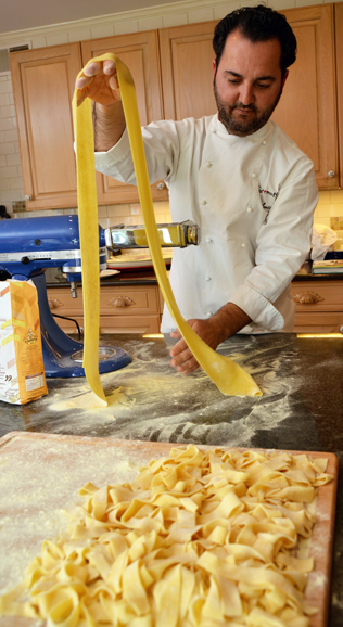 Valentino makes pappardelle. Photograph by Bob Rozycki.