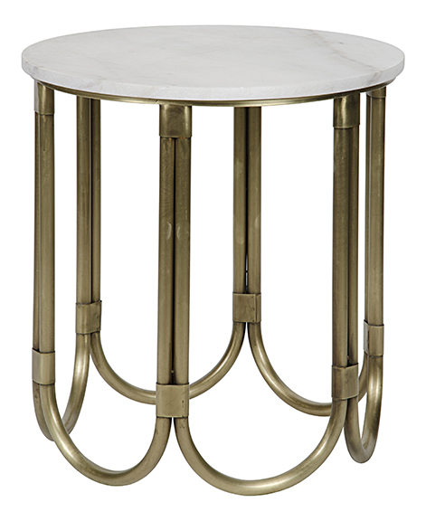 Curves add interest to the Davina Side Table by Noir. Courtesy Noir.