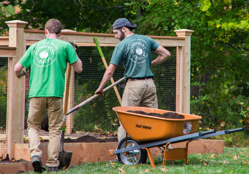 Homefront Farmers’ staff not only designs and builds gardens for their clients, but maintain them as well. Courtesy Homefront Farmers.