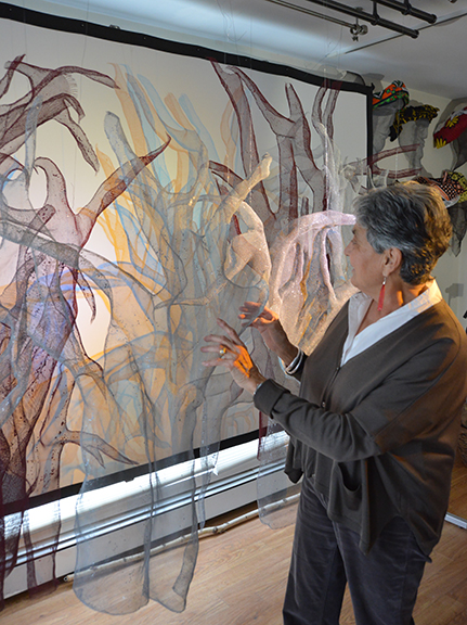 WAG visited with wire-mesh sculptor Kaya Deckelbaum in her Hastings-on-Hudson studio in early April, where she showed us her forest-themed work destined for display at Gallery 66 NY. Photograph by Bob Rozycki.
