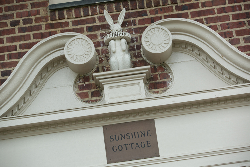 Whimsical sculptures are dotted throughout the college campus. Photograph by John Rizzo.