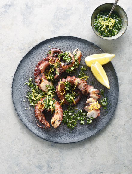 © A Taste of Greece - Recipes, Cuisine & Culture by HRH Princess Tatiana & Diana Farr Louis, published by teNeues. Grilled Octopus, Recipe Diane von Furstenberg, Photo © Antonios Mitsopoulos. All rights reserved.