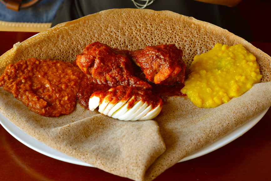 A sample of Ethiopian fare. Photograph by Bob Rozycki.