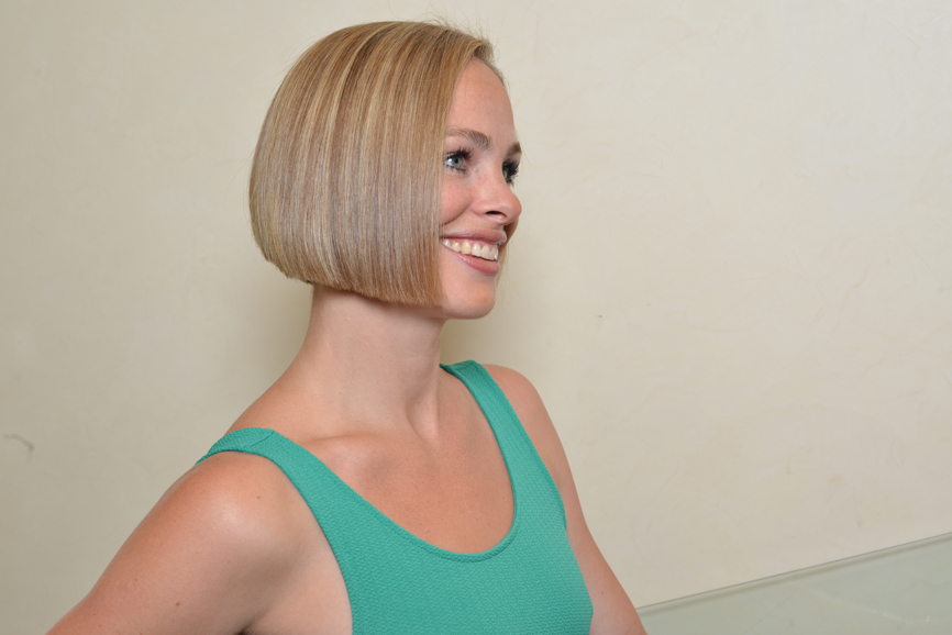 A sideview of Singer's bob haircut. Photograph by Bob Rozycki.