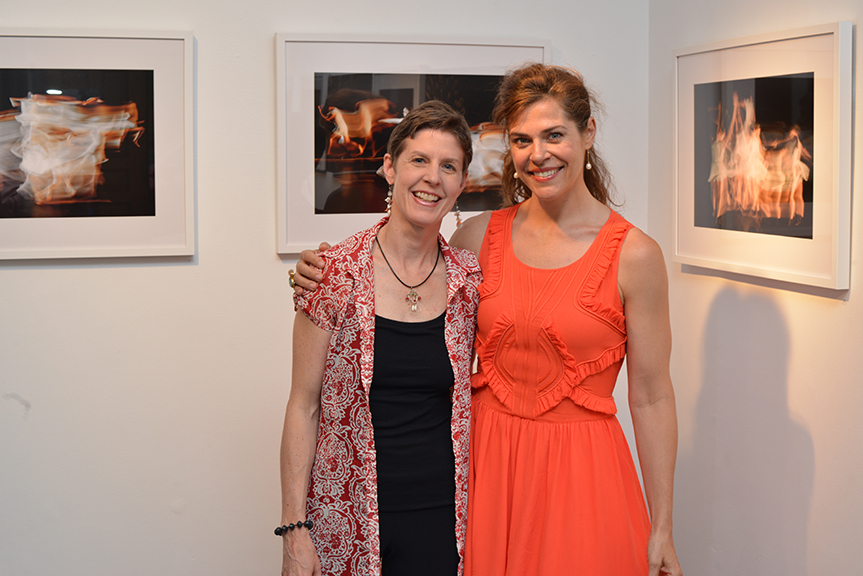 Photographer Ellen Crane, left, with Caitlin Trainor, artistic director of Trainor Dance, at the June 3 reception at Gallery 66 NY in Cold Spring. Photograph by Bob Rozycki.