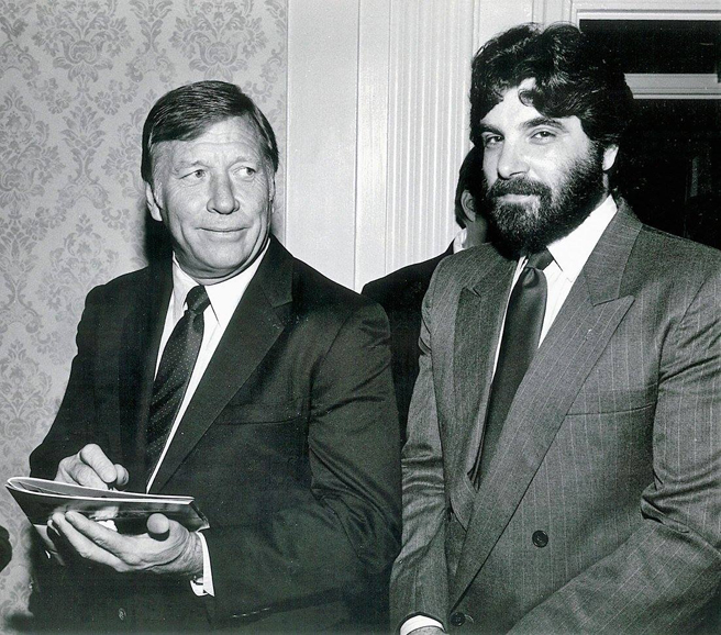Mickey Mantle with Tom Molito, the author of “Mickey Mantle: Inside and Outside the Lines.” Courtesy the author.