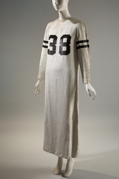 Geoffrey Beene, “football jersey” dress, Fall 1967, silk and sequins, USA, museum purchase. Photograph © The Museum at FIT.