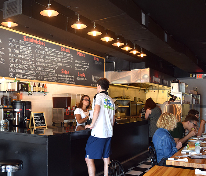 The dining room at Mason Sandwich Co.’s Eastchester location. Photograph by Aleesia Forni.