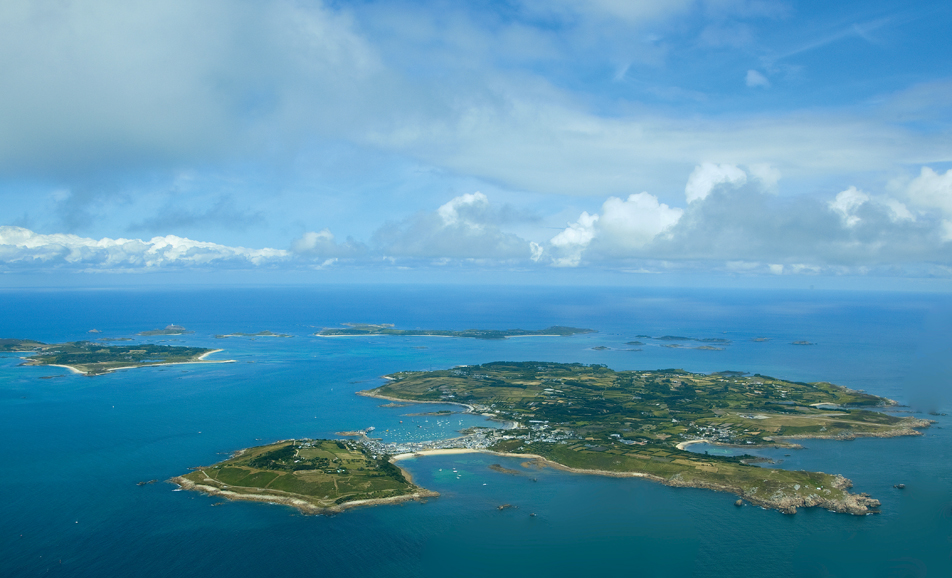 St. Mary's with Tresco and St. Martin's behind. Photograph by Rob Lea.