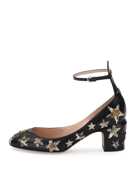 [1] The Star-Studded Low-Heel Ankle-Strap Pump in Nero/Al Campione by Valentino, $1,395. Photograph courtesy Neiman Marcus. 