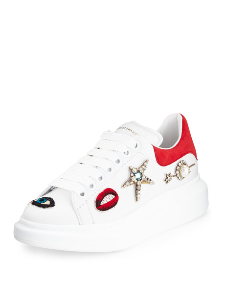 [6] The Jeweled Leather Platform Sneaker in White/Multi/Blaze Red by Alexander McQueen, $1,425. Photograph courtesy Neiman Marcus.
