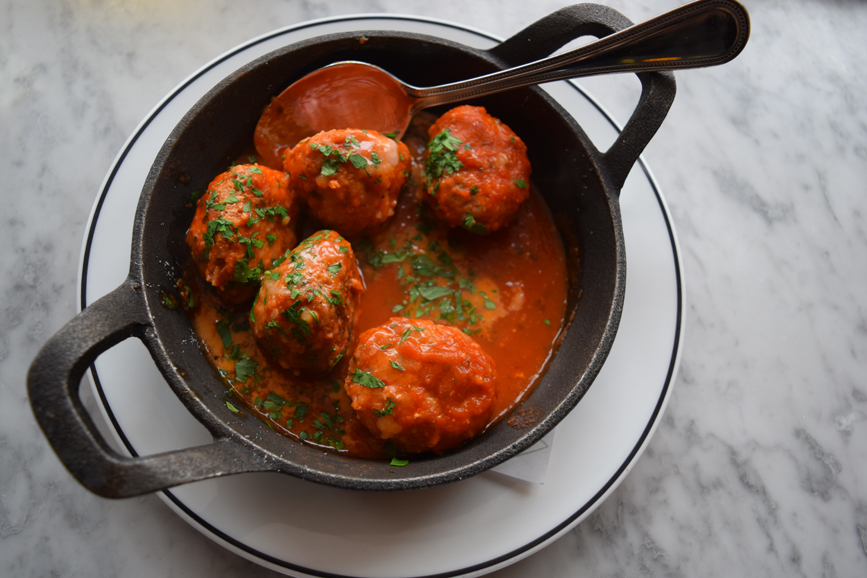 Pork and veal meatballs at The National. Photograph by Aleesia Forni. 