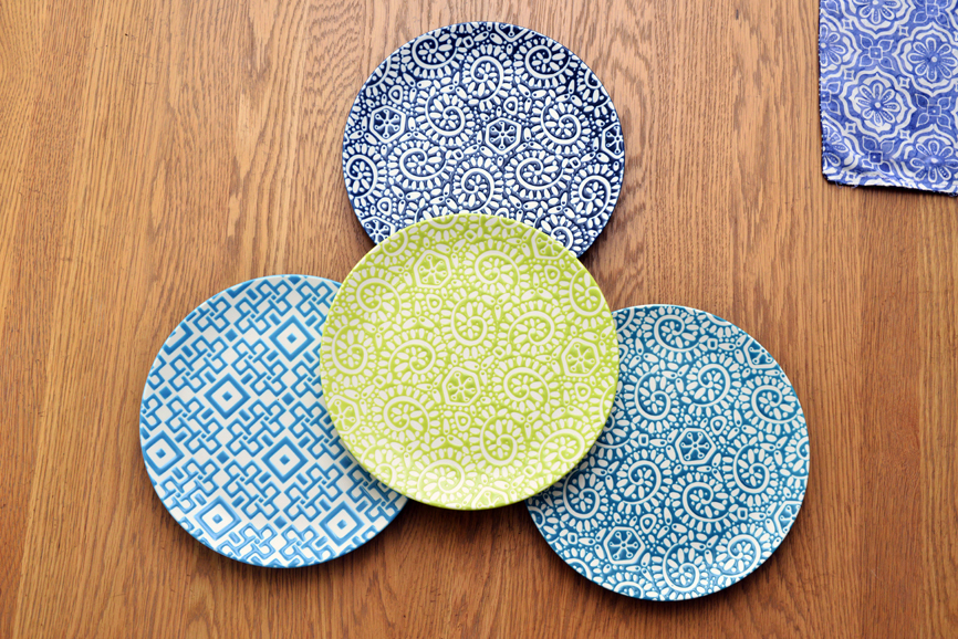 A grouping of Crate&Barrel plates featuring designs by Kate D. Spain. Photograph by Bob Rozycki.