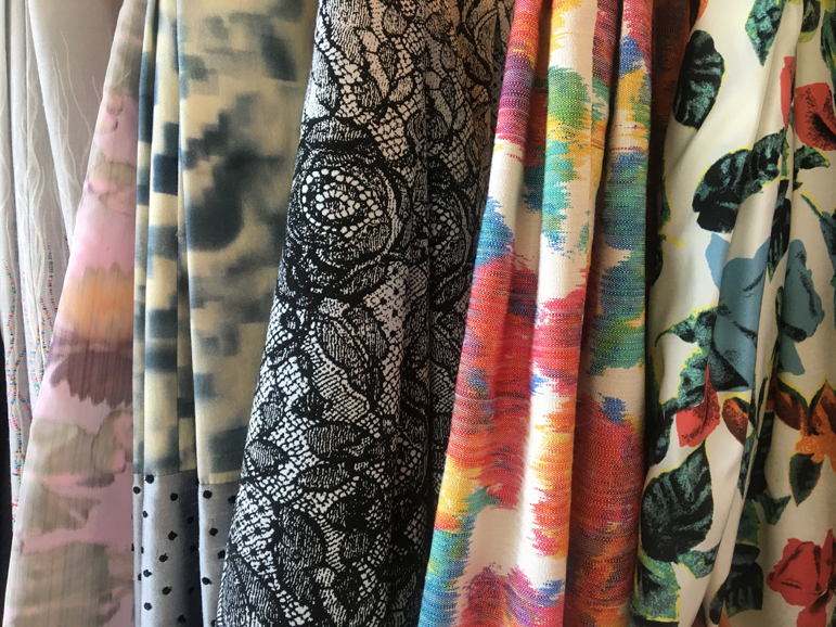 A closeup of the different fabrics and patterns used in Warwyn-Jones' creations. Photograph by Danielle Renda. 