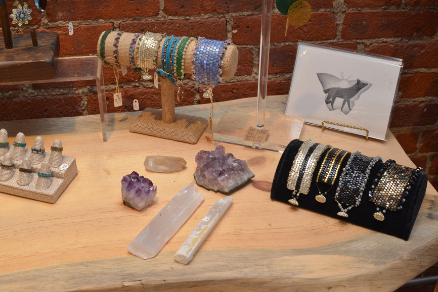 Quirkshop in Peekskill carries a wide selection of handcrafted and vintage jewelry. Here, jewelry by Jay Girl Designs. Photograph by Bob Rozycki.