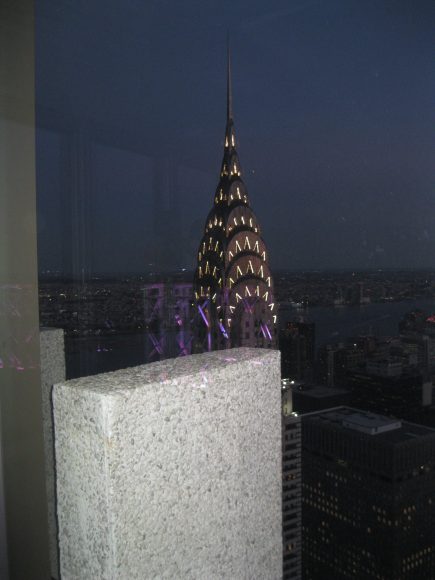 The lights come on the Chrysler Building at twilight. Magic.