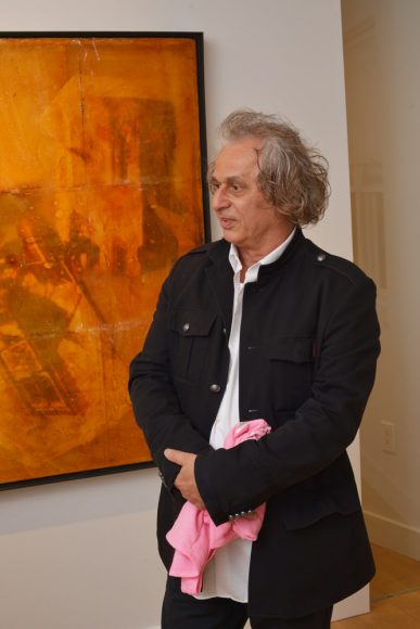 Jerzy Kubina at the opening of his solo show, “Between Light and Shadow,” at Square Peg Gallery in Hastings-on-Hudson. Photograph by Bob Rozycki.