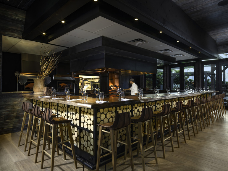 Logs at the Parilla (grill) at Quinto La Huella. Courtesy East, Miami.