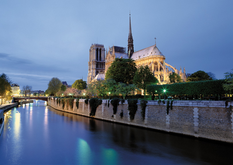 Notre Dame de Paris at night. Photograph courtesy Viking River Cruises.